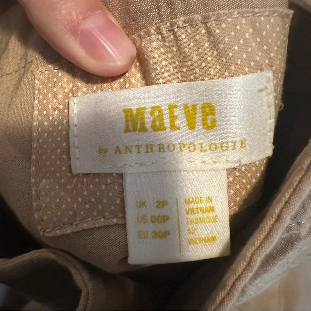 Maeve square-neck button down dress in khaki, size 00P - Picture 8 of 9